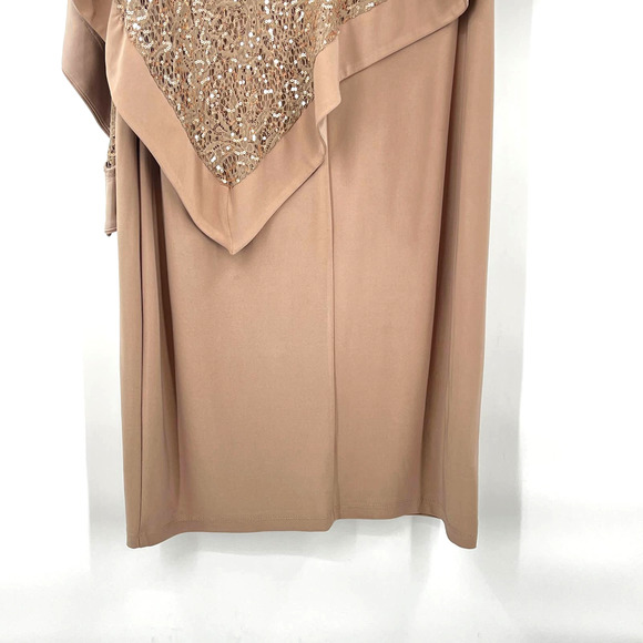 R&M Richards Metallic‎ Sequin Asymmetric Lace Capelet Poncho Popover Dress - Picture 7 of 9
